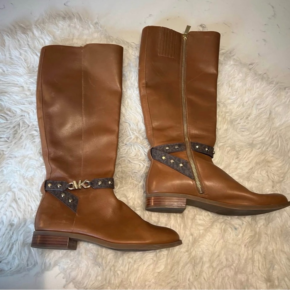 MICHAEL Michael Kors Cognac Leather Over-the-Knee Riding Boots